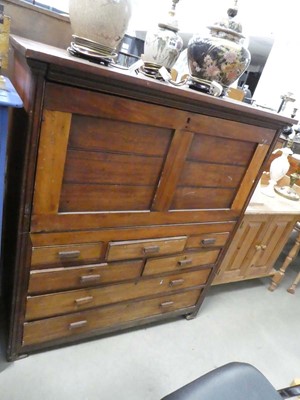 Lot 5117 - 1950s fall front bureau with drawers under