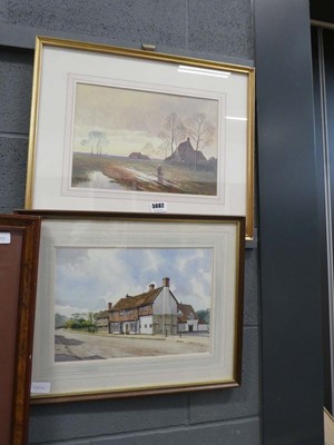 Lot 5082 - 2 watercolours: figures in muddy field and...