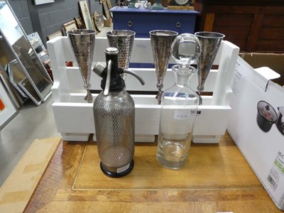 Lot 5086 - Soda siphon, decanter, painted rack, and 4...