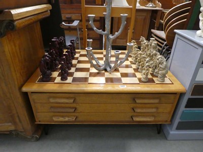 Lot 5092 - Chessboard table with 3-drawers under and...