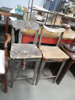 Lot 5132 - Pair of industrial metal machinists chairs