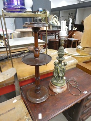 Lot 5133 - Oak smoker's companion plus a brass finished...