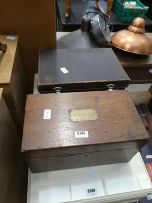 Lot 5148 - Oak storage box plus the saleman's case with...