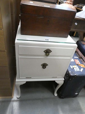 Lot 5149 - Pair of cream painted double drawer bedside...