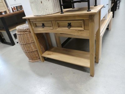 Lot 5210 - Rustic pine console table with 2 drawers and...