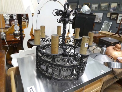 Lot 5173 - Wrought iron seven branch ceiling light