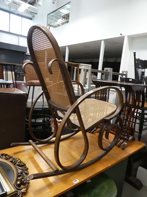 Lot 5186 - Bentwood rocking chair with bergere seat and...