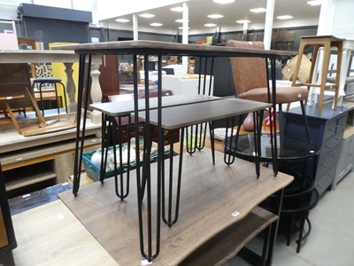 Lot 5219 - Faux oak table with matching benches