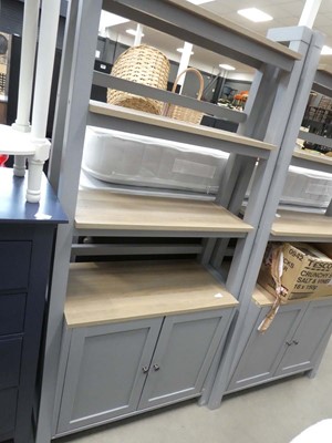 Lot 5227 - Grey painted and oak finished 4 tier display...