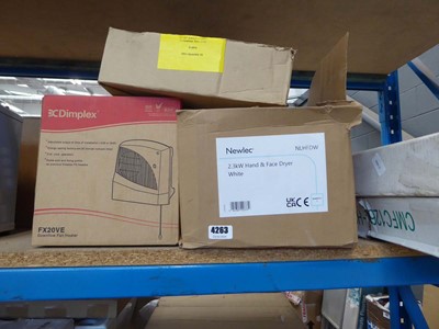 Lot 4263 - Assortment of items inc. Dimplex down flow fan...