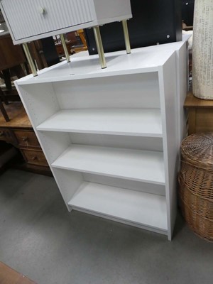 Lot 5245 - Pair of white painted open bookcases