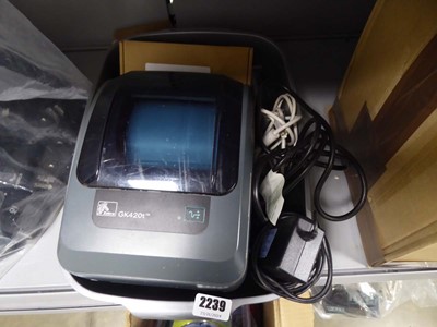 Lot 2239 - Zebra GK420T thermal printer with cables and...