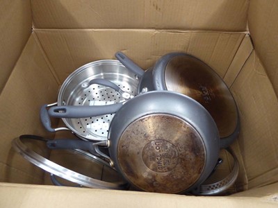 Lot 3120 - Box of Circulon pots/pans