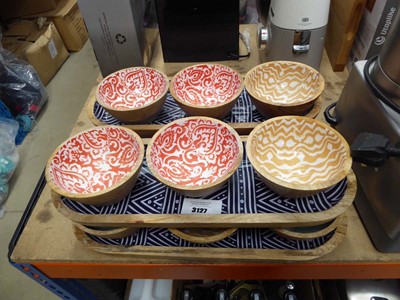 Lot 3127 - 4 Mango wood serving bowl sets