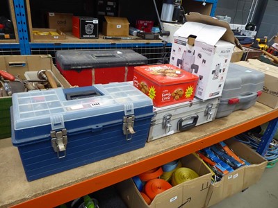 Lot 4404 - Assortment of items inc. toolbox with variety...