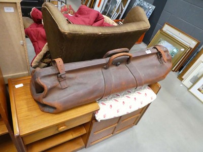 Lot 5179 - Vintage cricketing bag with pads, gloves and bats