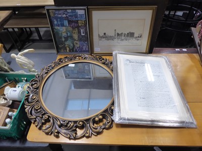 Lot 5185 - 1960's kitsch circular mirror with a moulded...