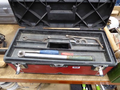 Lot 4419 - Stanley toolbox with tools inc. angle grinder,...