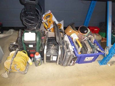 Lot 4465 - Underbay of assorted tools inc. 110v extension...