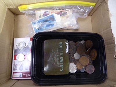 Lot 2371 - Box containing various coins and tea cards