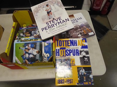 Lot 2486 - Box containing Tottenham football books and...