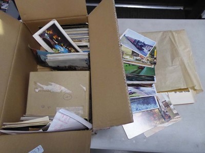 Lot 2490 - Box containing various postcards and other...