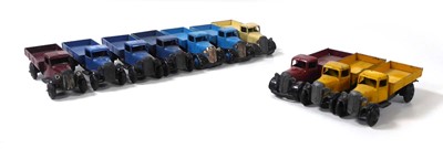 Lot Seven Dinky 25a open wagons and three 25e...