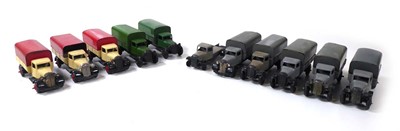 Lot Eleven Dinky 25b covered wagons, various...