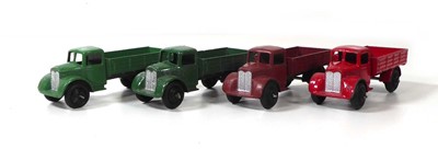 Lot Four Dinky 22c Fordson Thames flat trucks,...