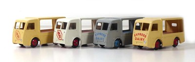 Lot Four Dinky 30v electric dairy vans, various...