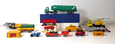 Lot Nine Dinky models including a Lucas tanker, a...