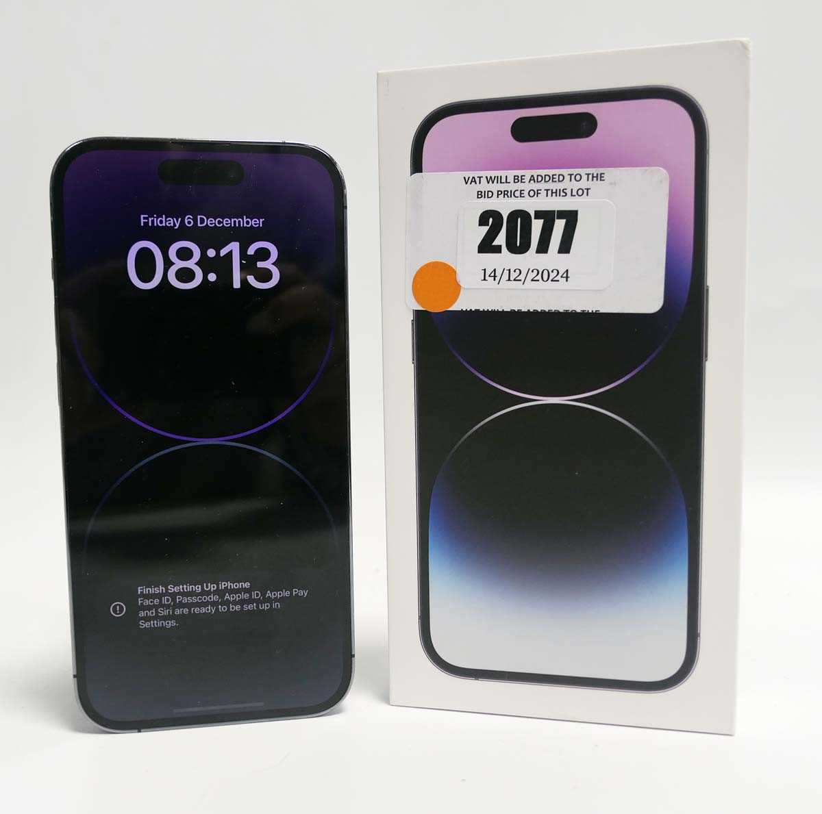 Lot 2077 - iPhone 14 Pro 128GB Purple with box and cable