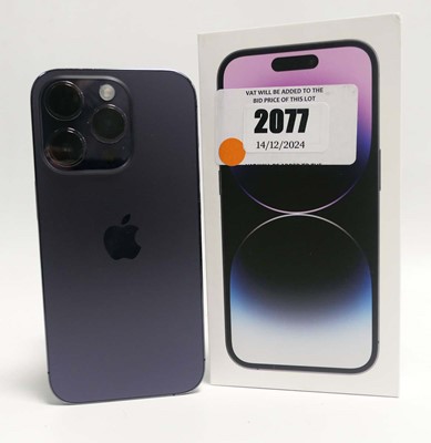 Lot 2077 - iPhone 14 Pro 128GB Purple with box and cable