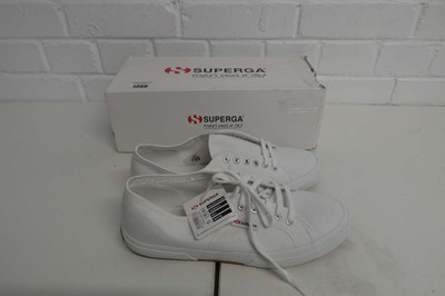 Lot Boxed pair of Superga shoes in white size UK 9...