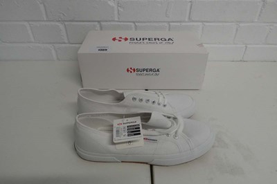 Lot Boxed pair of Superga shoes in white size UK 9...