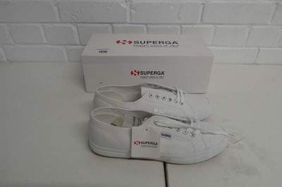 Lot Boxed pair of Superga shoes in white size UK 9...