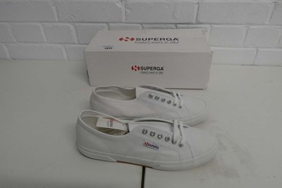 Lot Boxed pair of Superga shoes in white size UK 9...