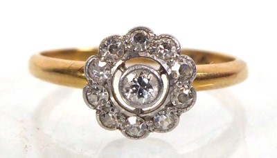 Lot 501 - An early 20th century 18ct yellow gold cluster...