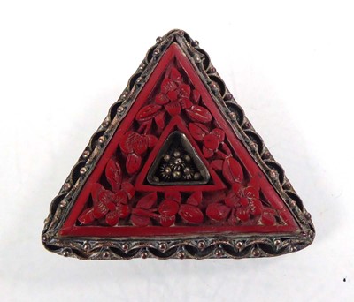 Lot 513 - A Chinese Export cinnabar lacquer type brooch...