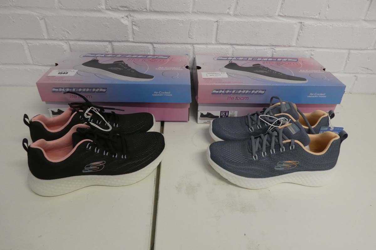 Lot 1543 - x2 boxed pairs of ladies Skechers lite-foam...