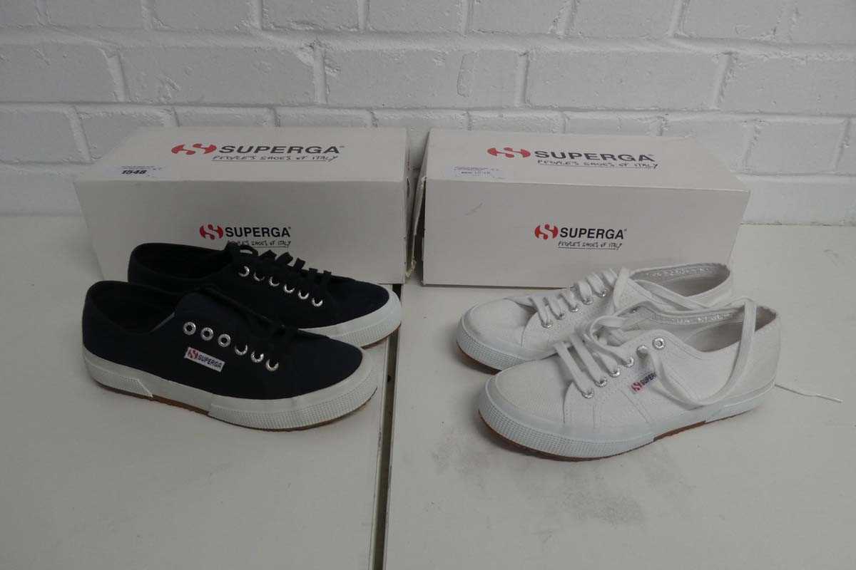 Lot 1548 - x2 boxed Superga cotu classic trainers - both...