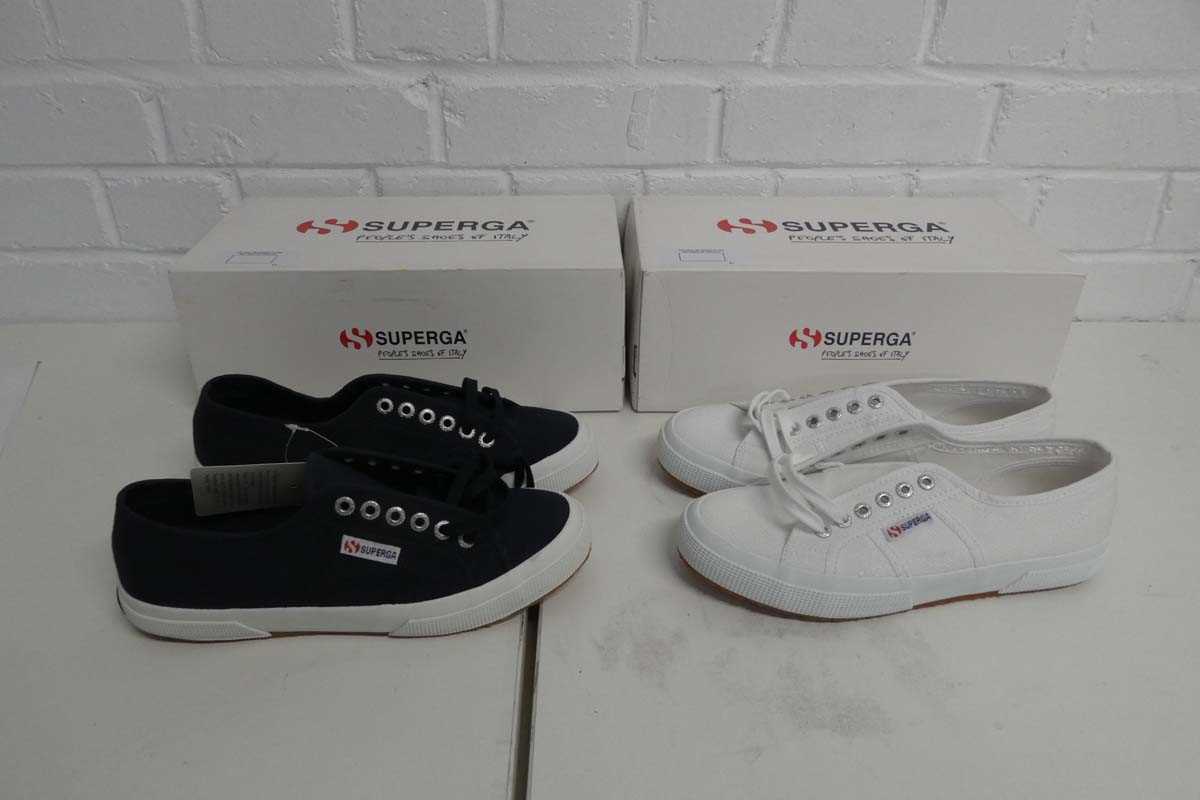 Lot 1550 - x2 boxed Superga cotu classic trainers - both...