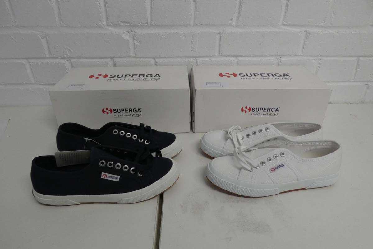 Lot 1551 - x2 boxed Superga cotu classic trainers - both...