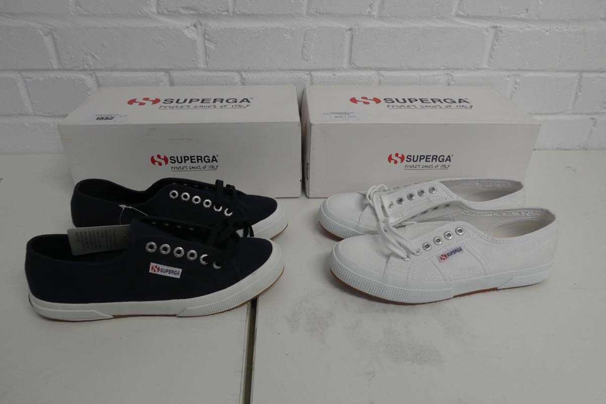 Lot 1552 - x2 boxed Superga cotu classic trainers - both...