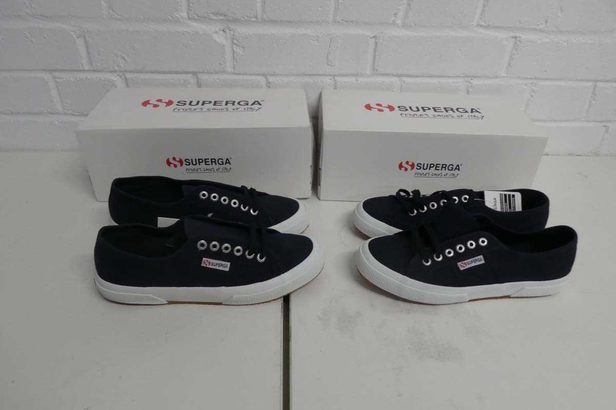 Lot 1553 - x2 boxed Superga cotu classic trainers - both...