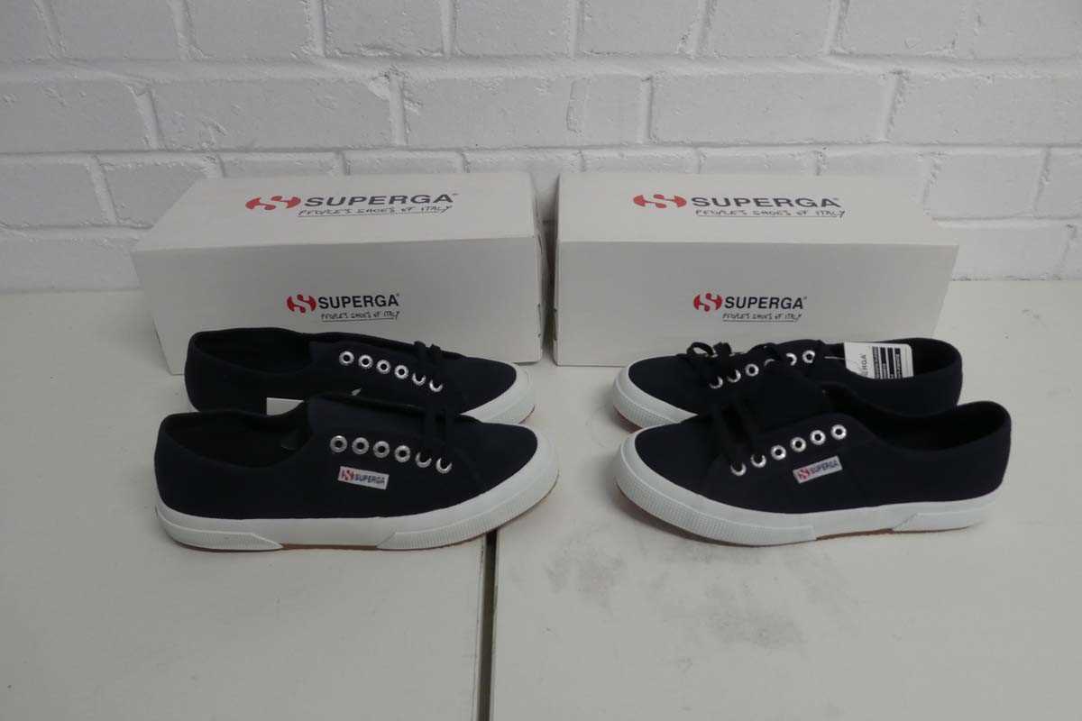 Lot 1554 - x2 boxed Superga cotu classic trainers - both...