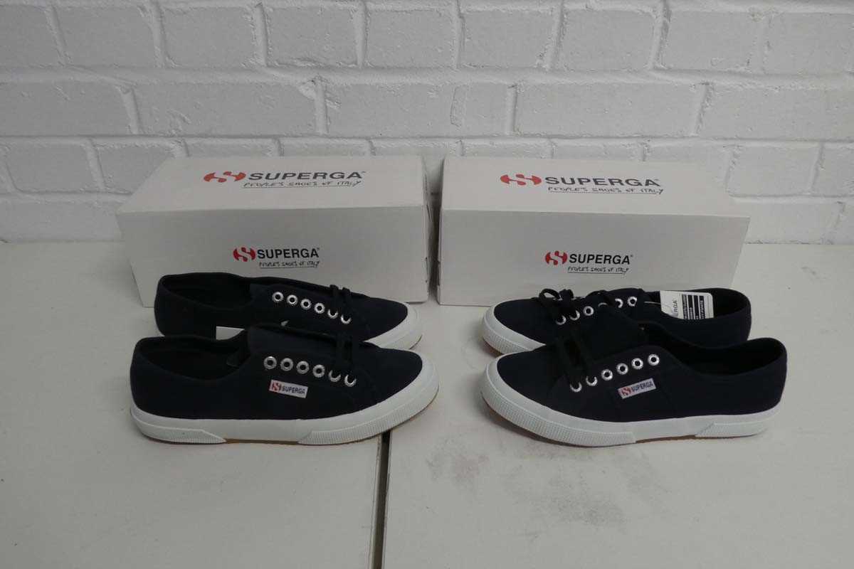 Lot 1556 - x2 boxed Superga cotu classic trainers - both...