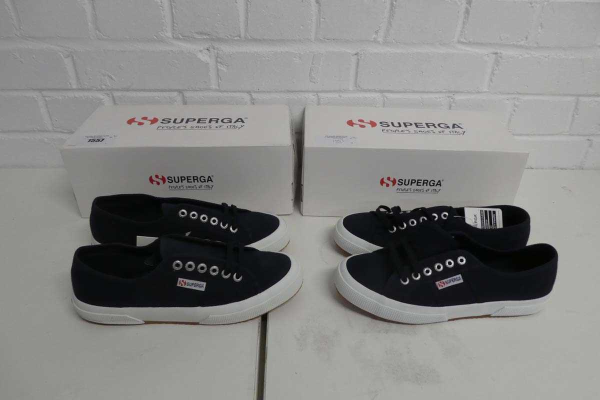 Lot 1557 - x2 boxed Superga cotu classic trainers - both...