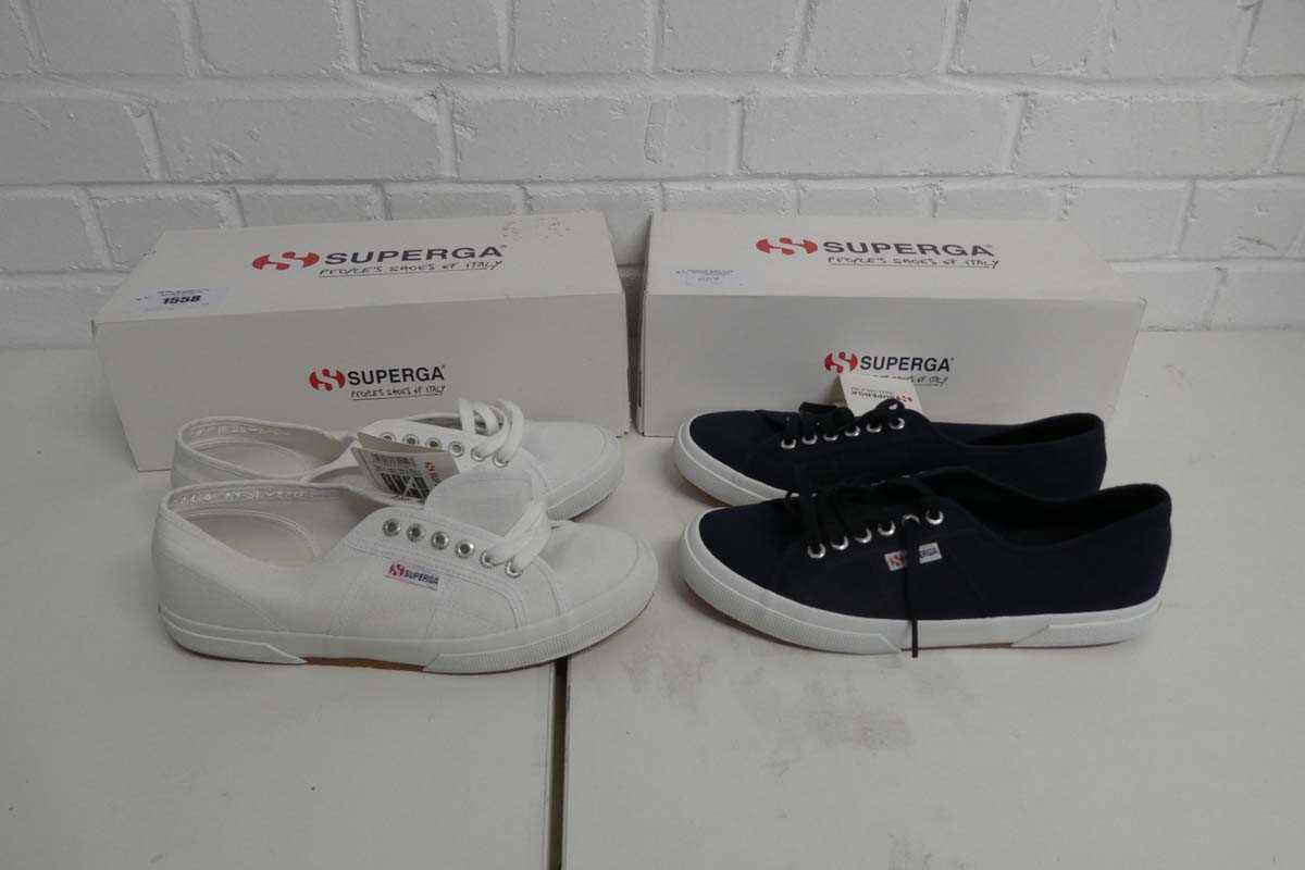 Lot 1558 - x2 boxed Superga cotu classic trainers - both...