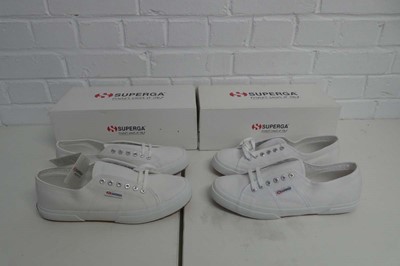 Lot 1565 - x2 boxed pairs of Superga cotu classic...